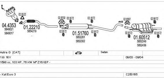 MTS C250165005285 Exhaust System